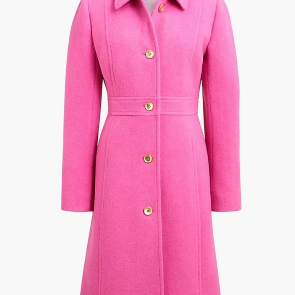 JCrew Factory Pink Wool Lady Coat with Gold Buttons - Picture 2 of 10